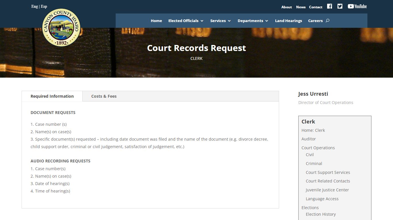 Court Records Request | Canyon County